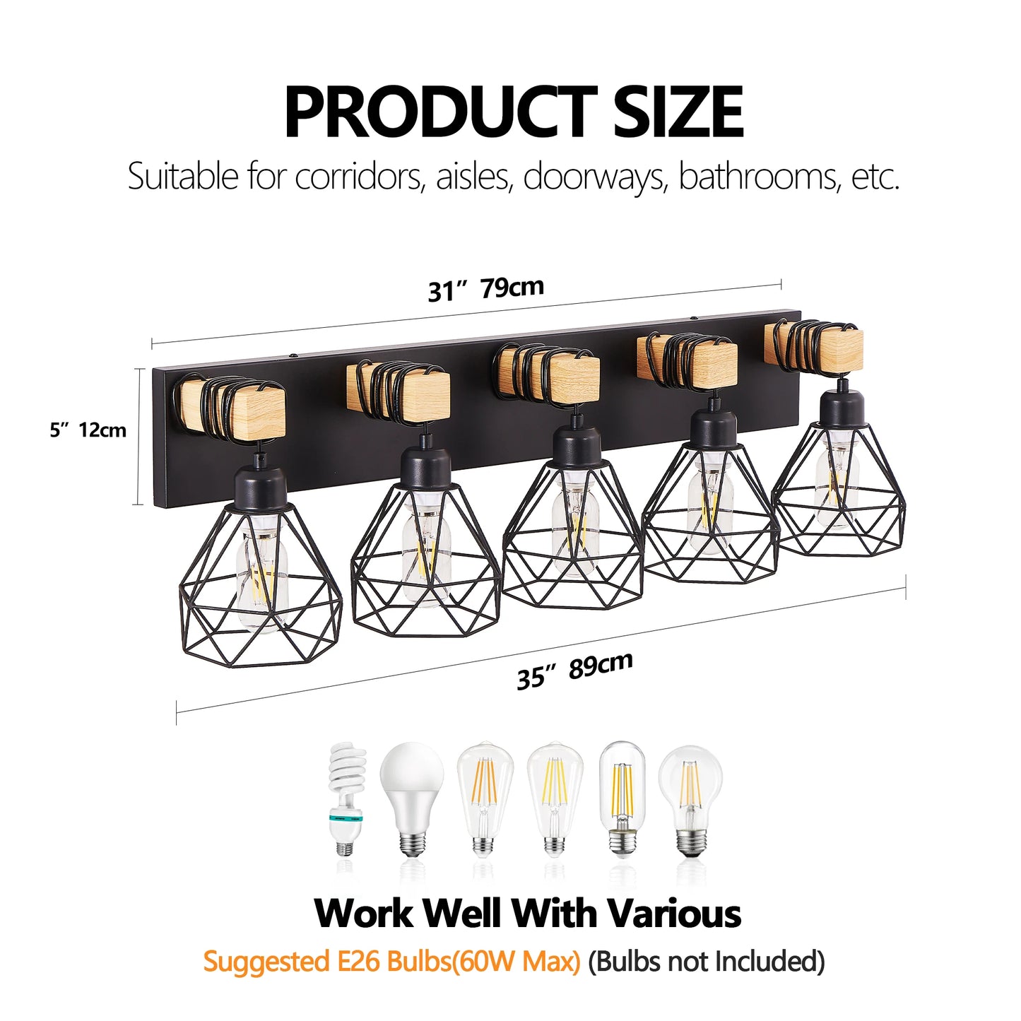 Vanity Wall Light Cage Farmhouse Geometric Style Iron