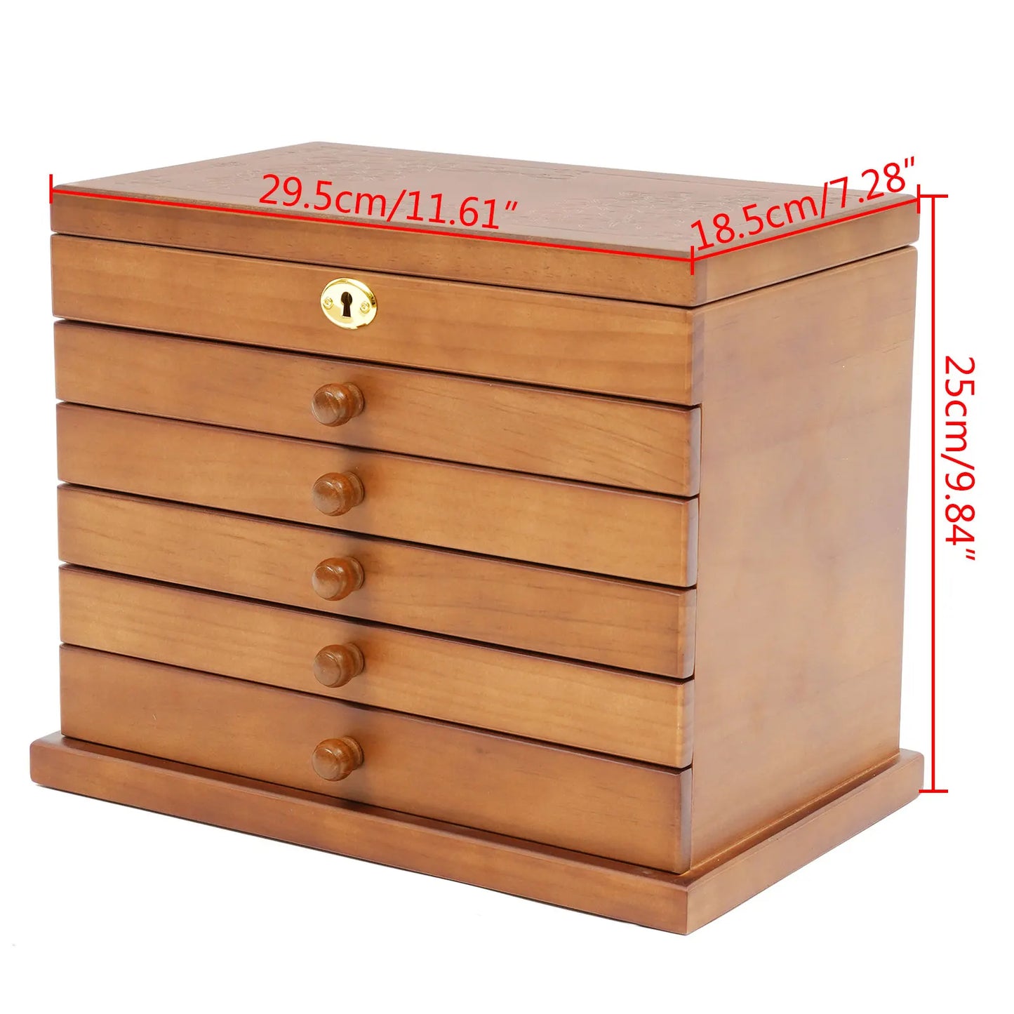 Wooden Jewelry Box With Mirror And Lock Elegant Gift Storage