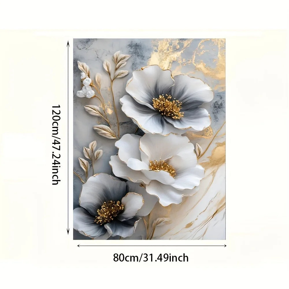 Modern Luxury Floral Canvas Mural Framed 3D Painting For Bedroom