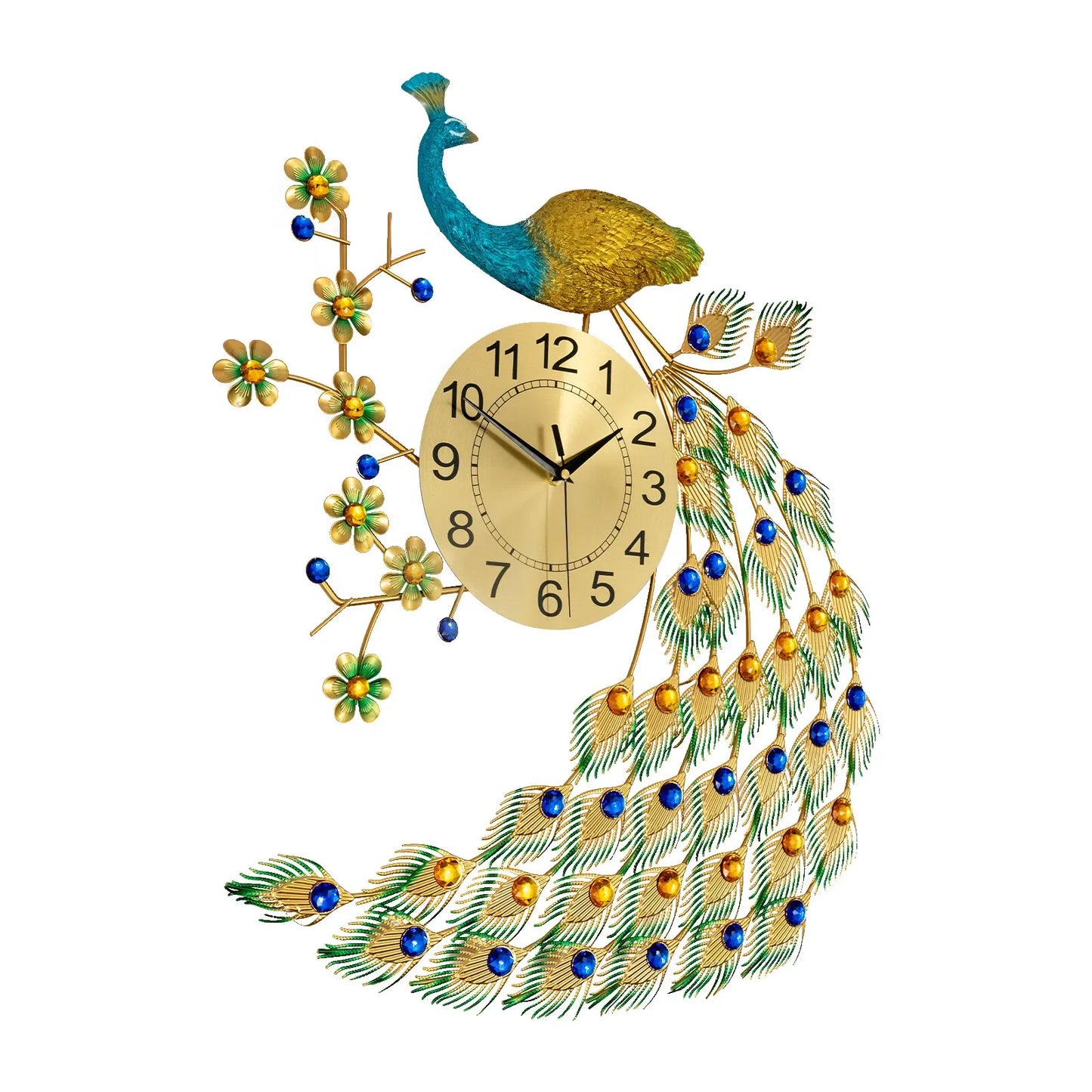 Peacock Metal Wall Clock Luxury Living Room Decor Gift