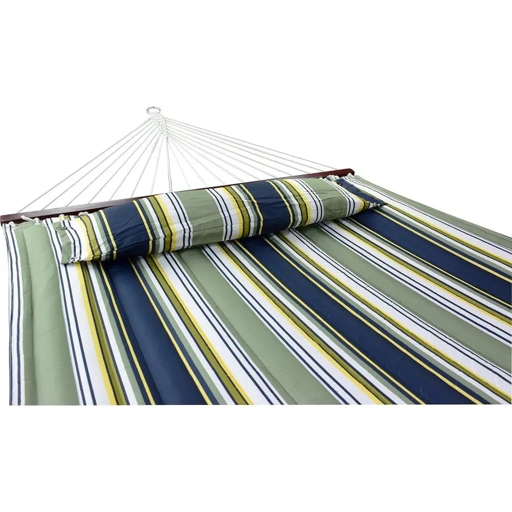 Premium 53 Cotton Hammock with Stand - 2-Person, Pillow & Spreader Bars - Portable Outdoor Patio Camping - Washable, 450lbs