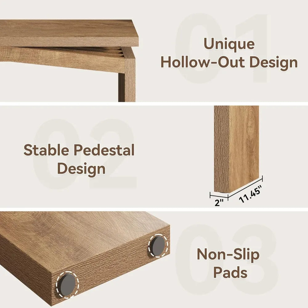 63-Inch Wooden Console Table for Entryway, Living Room, Behind Sofa - Farmhouse Style Narrow Long Rectangular Table