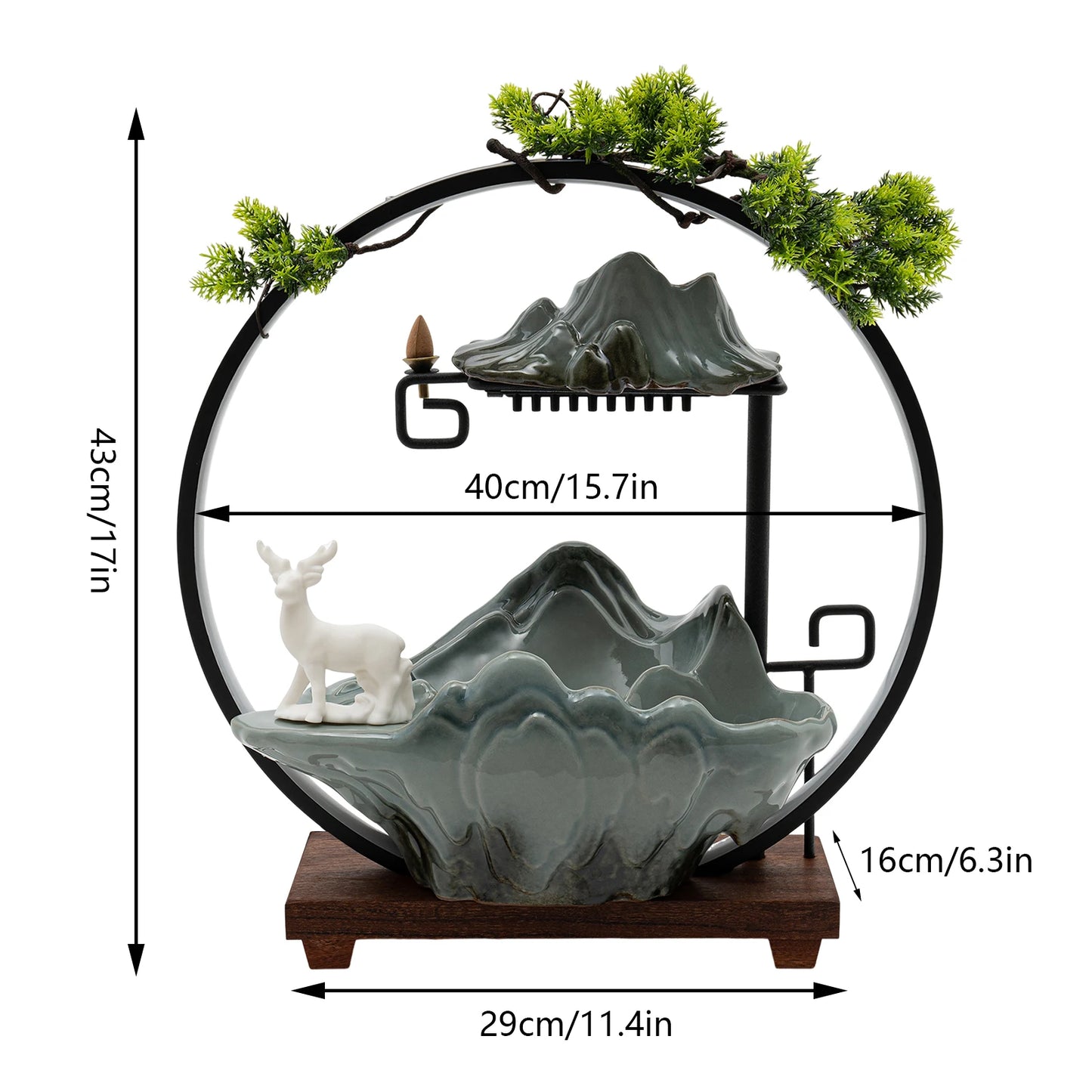 Tabletop Fountain With LED Lights Indoor Rockery Waterfall Office Decor