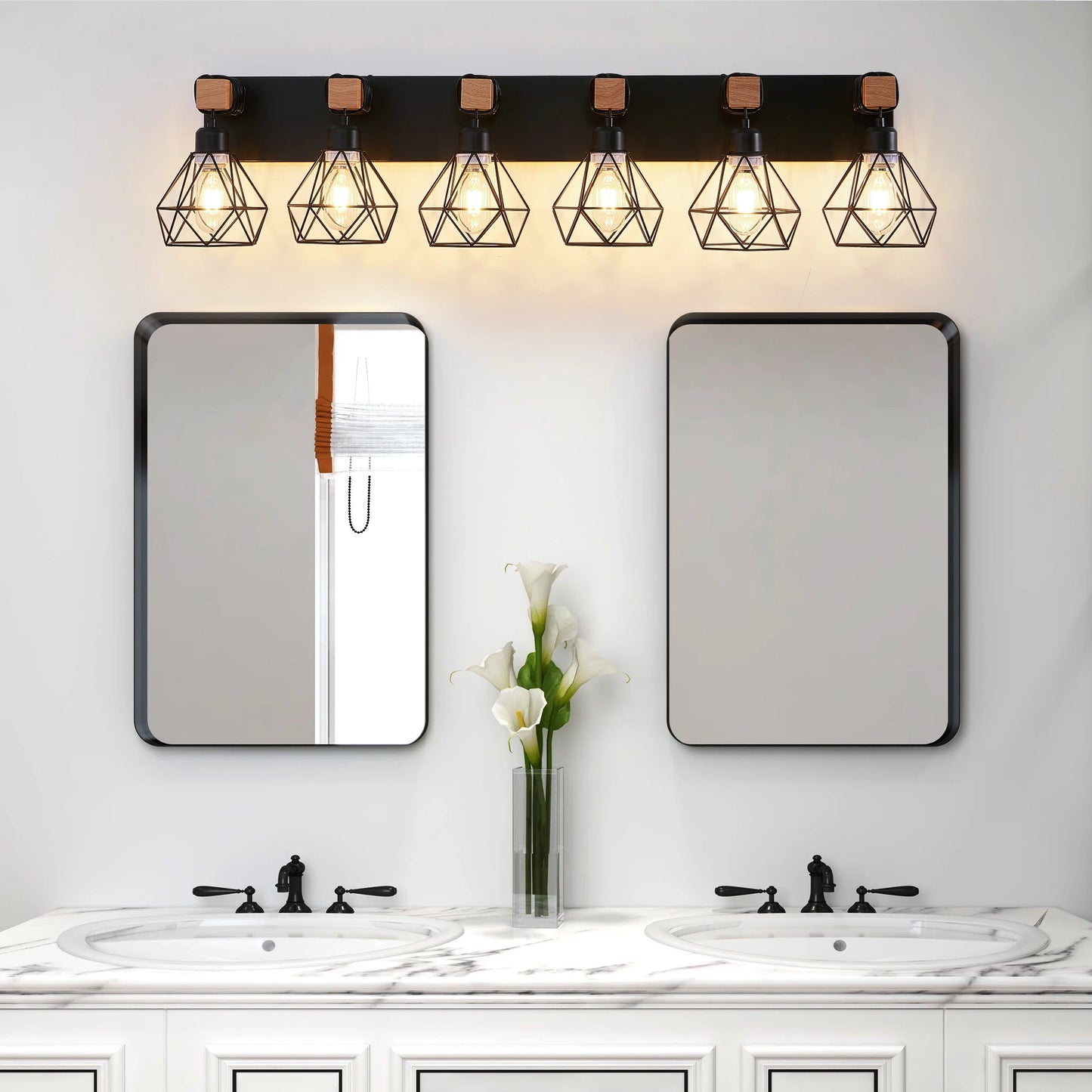 Vanity Wall Light Cage Farmhouse Geometric Style Iron