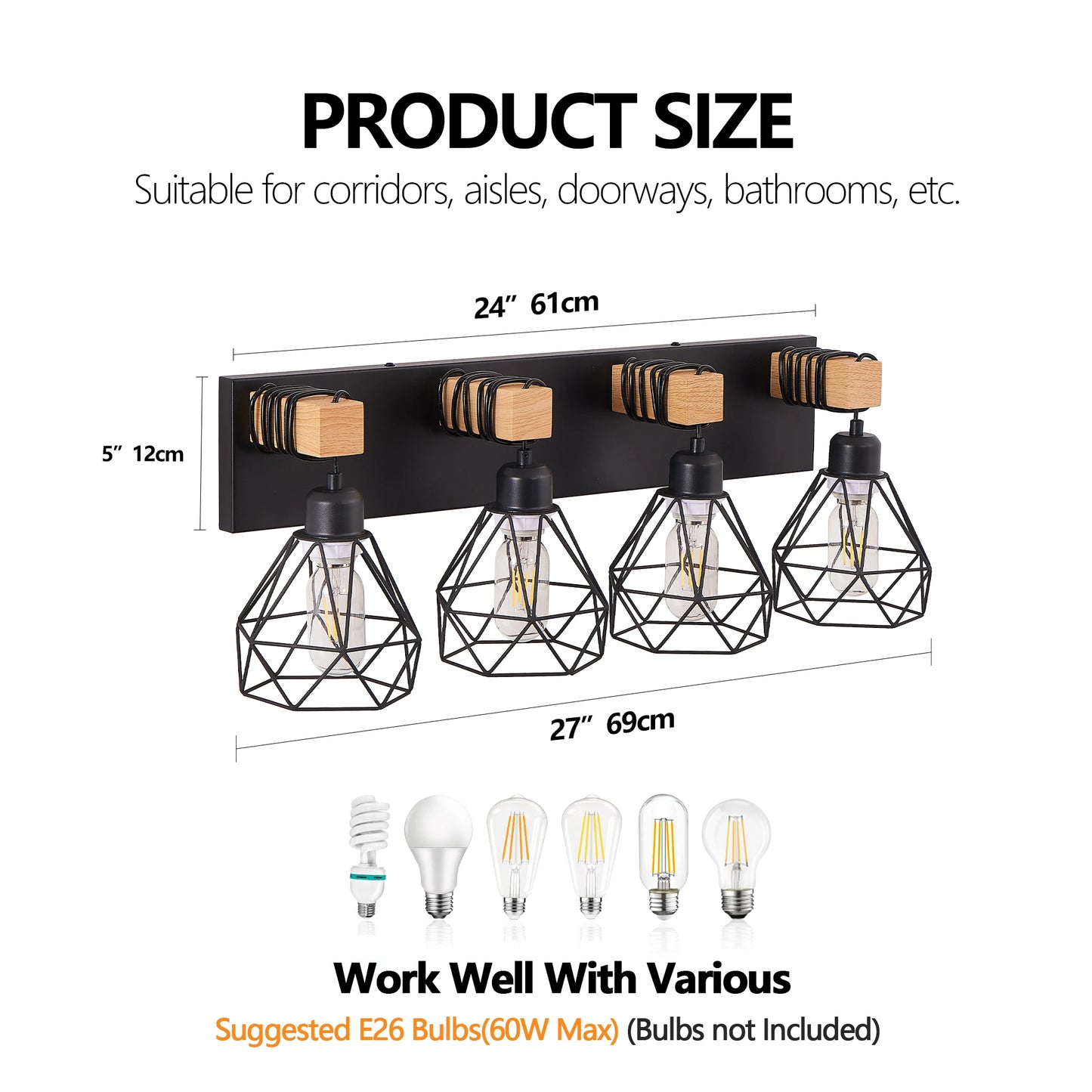 Vanity Wall Light Cage Farmhouse Geometric Style Iron