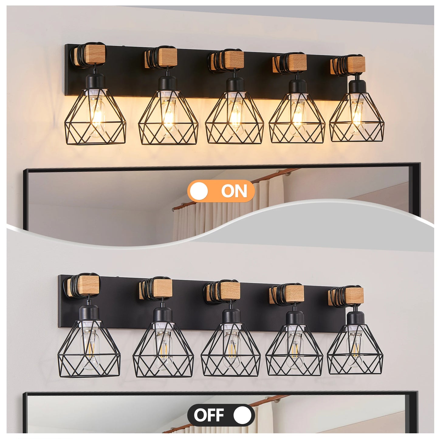 Vanity Wall Light Cage Farmhouse Geometric Style Iron