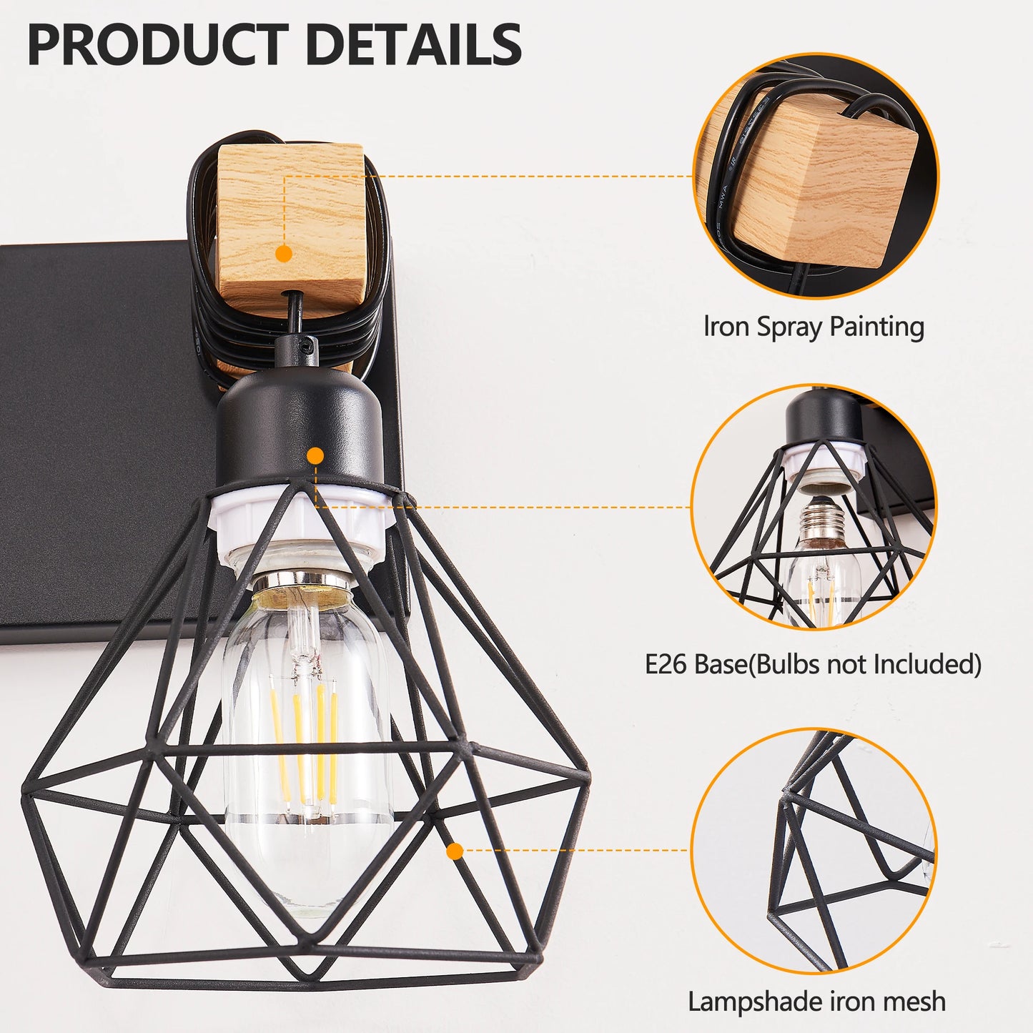 Vanity Wall Light Cage Farmhouse Geometric Style Iron