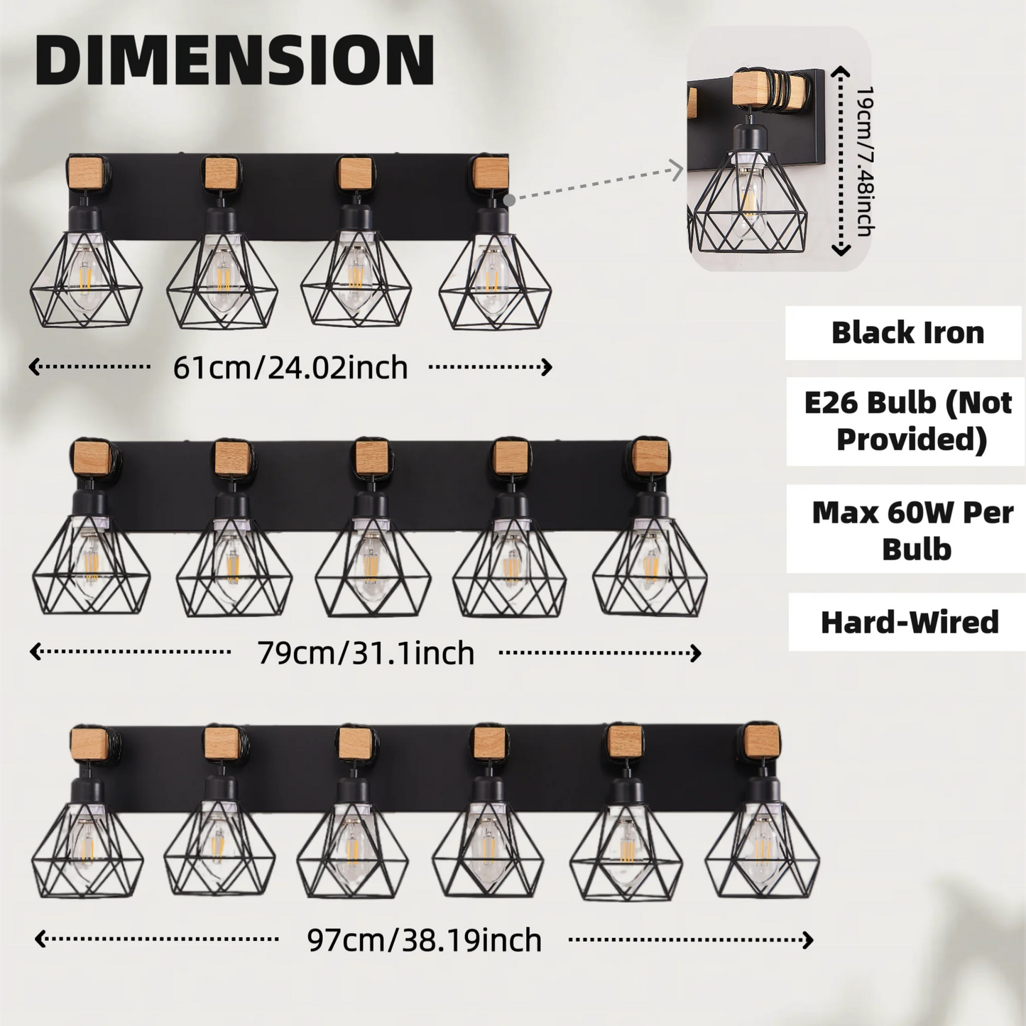 Vanity Wall Light Cage Farmhouse Geometric Style Iron