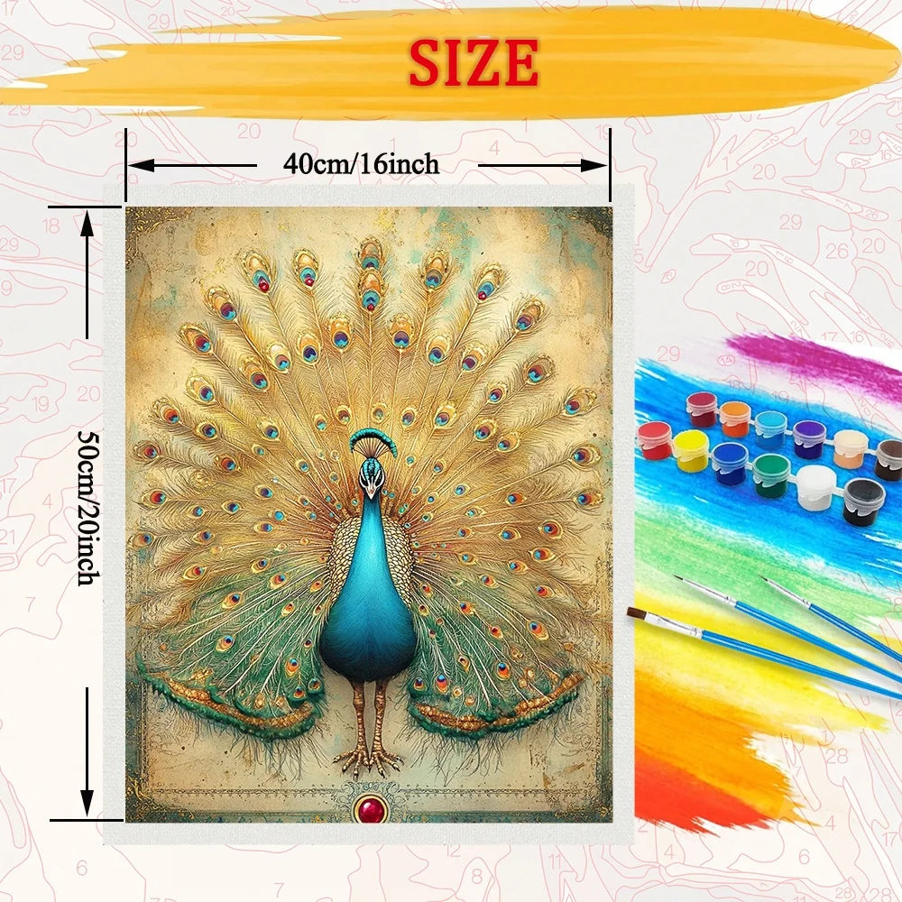 Peacock Paint By Numbers Kit On Canvas For Adults Home Decor