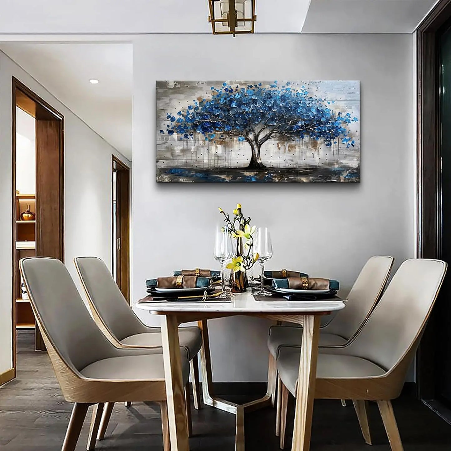 Framed Canvas Wall Art Landscape Tree Panorama Home Decor