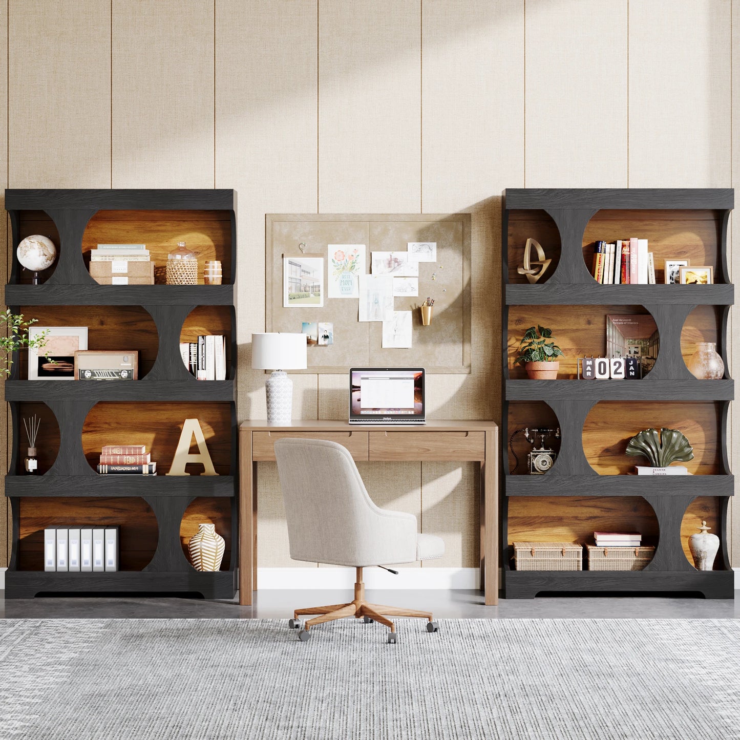Tribesigns S-Shaped 4-Tier Bookcase Modern Wood Display