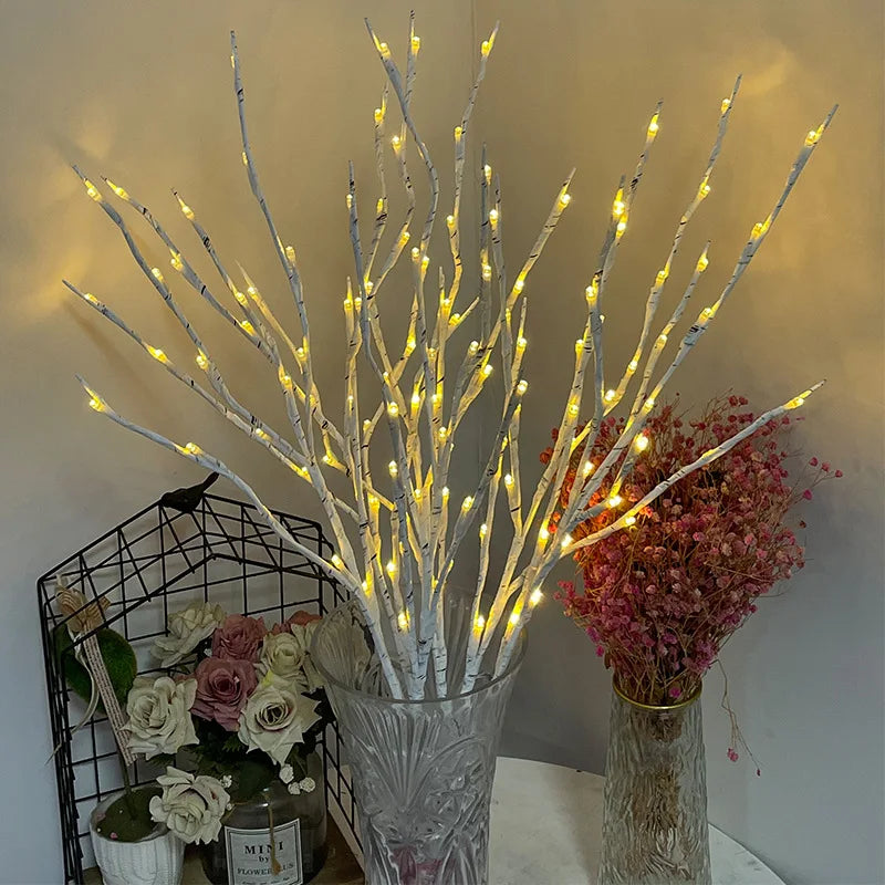 LED White Birch Branch Lights 20 LED Battery Operated Fairy Twig Lamp