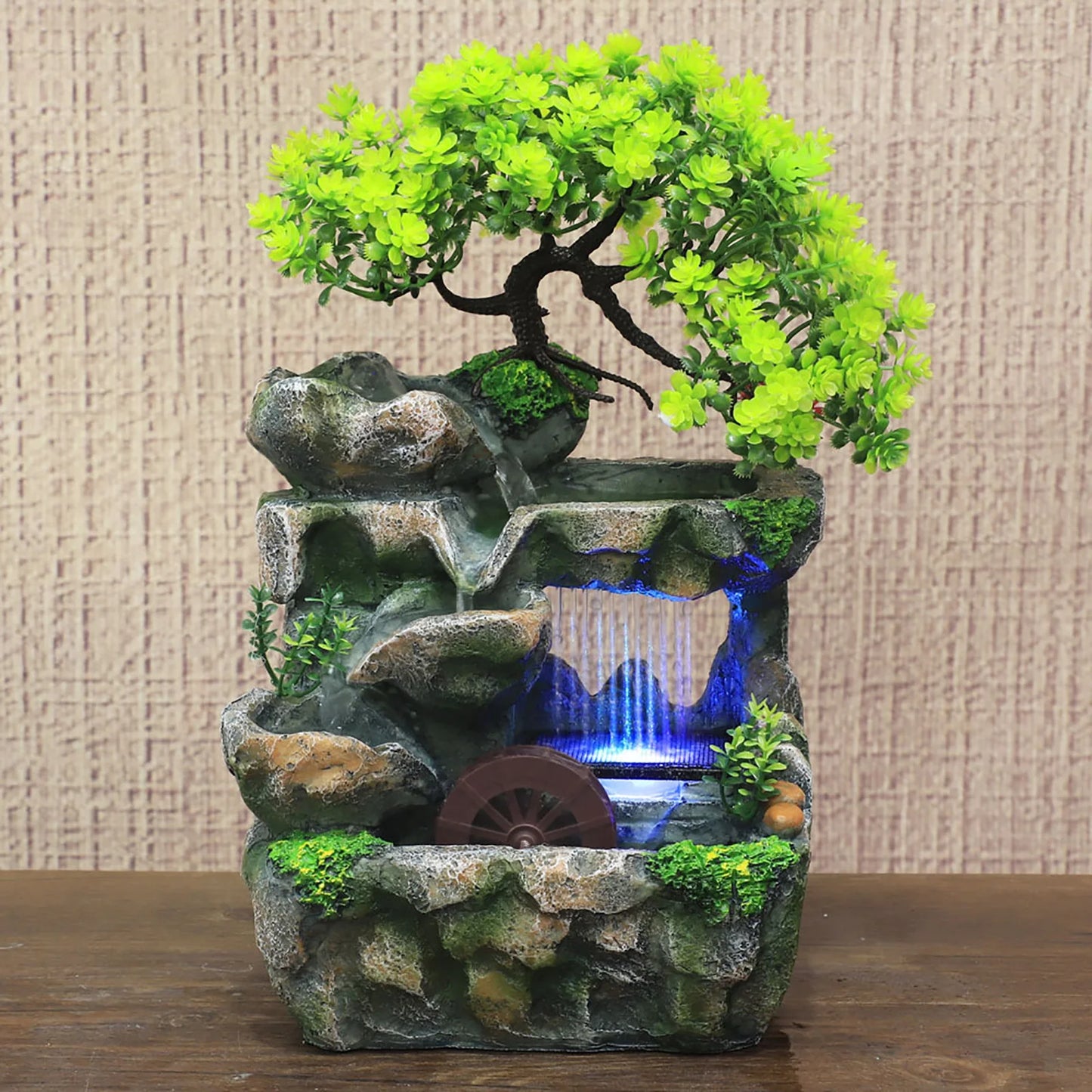 Indoor Tabletop Water Fountain With LED Lighting For Zen Ambiance