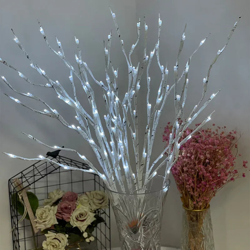 LED White Birch Branch Lights 20 LED Battery Operated Fairy Twig Lamp