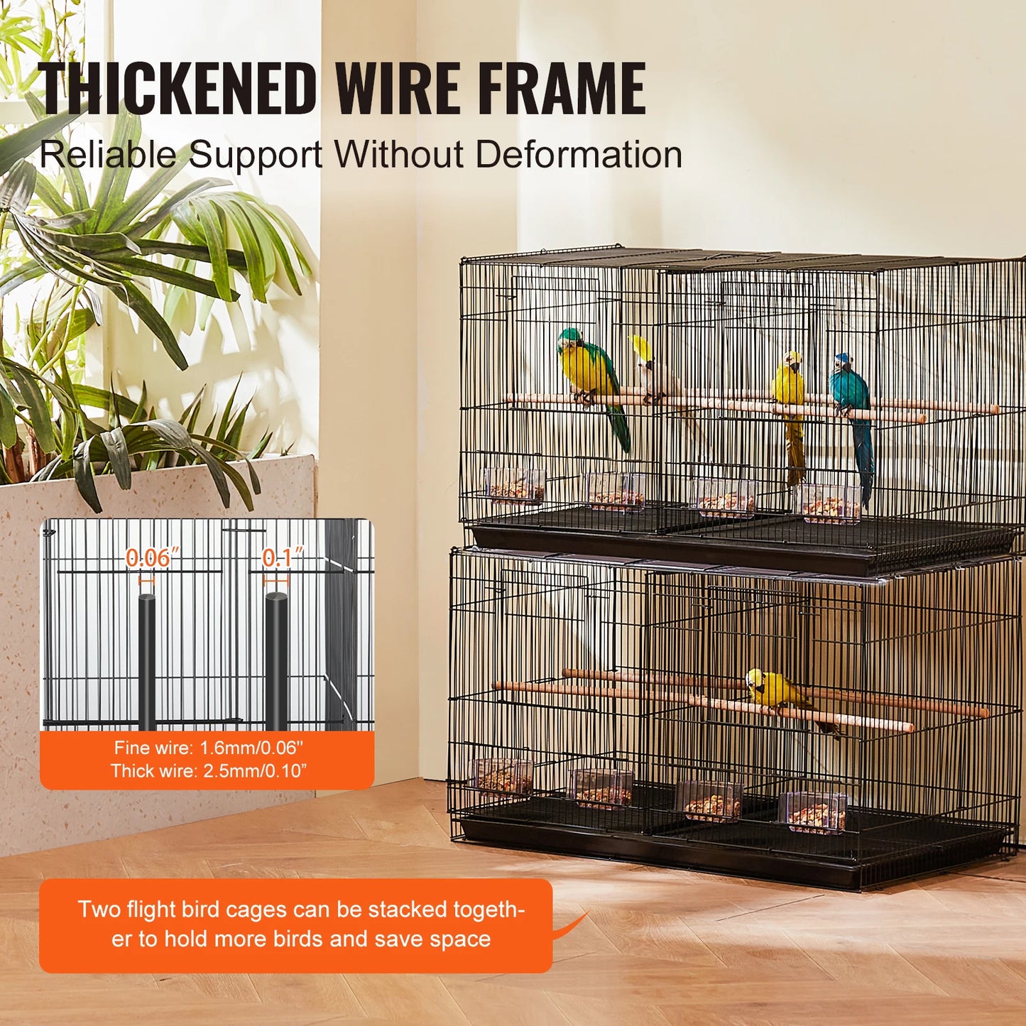 SucceBuy Stackable Divided Bird Cage for Travel Pets