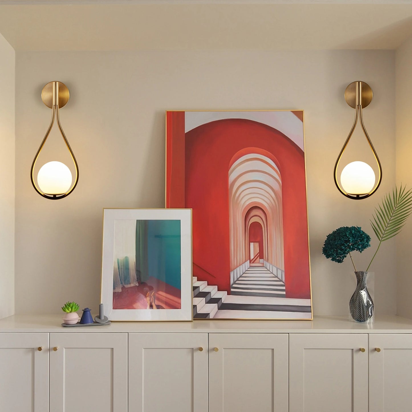 ARLGSITE Modern Wall Sconces with Opal Glass Globe