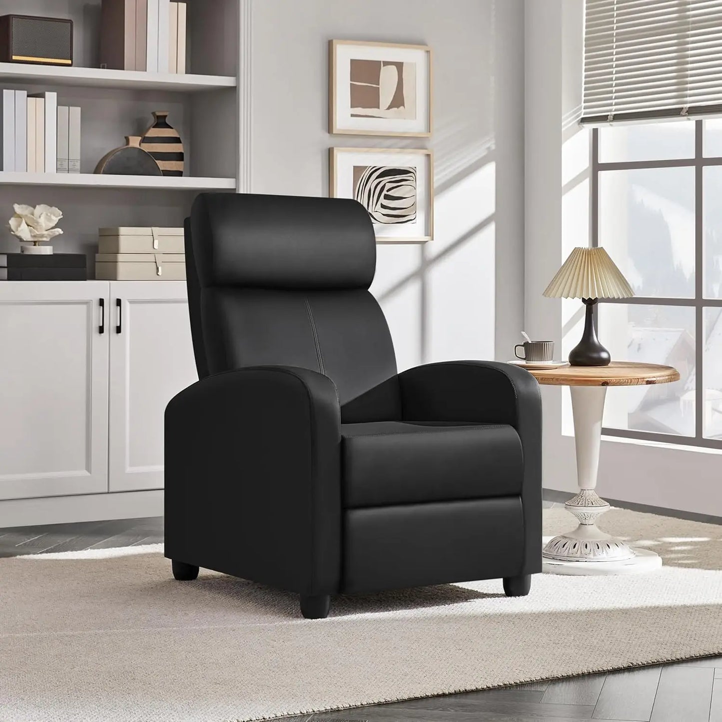 PU Leather Recliner Chair With Lumbar Support For Living Room