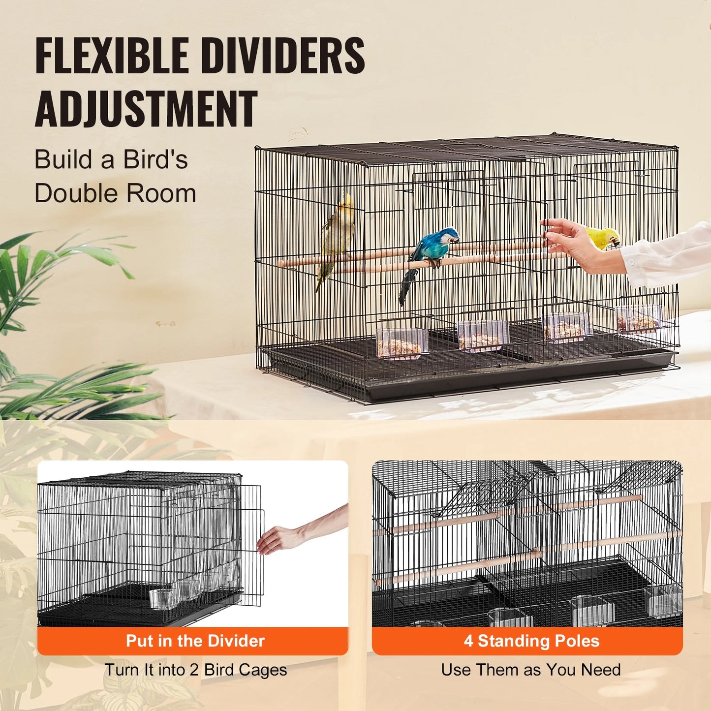 SucceBuy Stackable Divided Bird Cage for Travel Pets