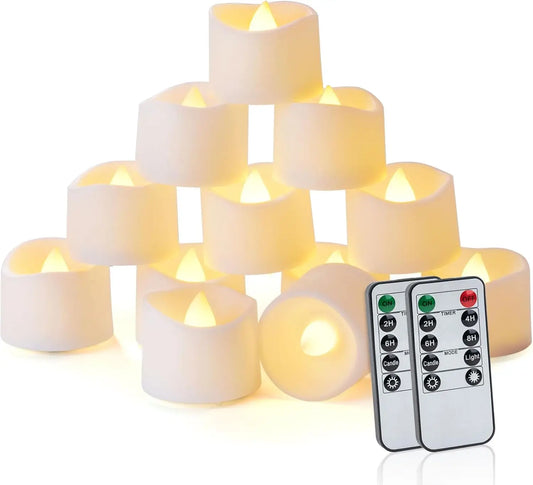 24pcs Remote Timer LED Tea Lights, 400+ Hours Flickering Flameless Battery Candles for Tabletop Decor