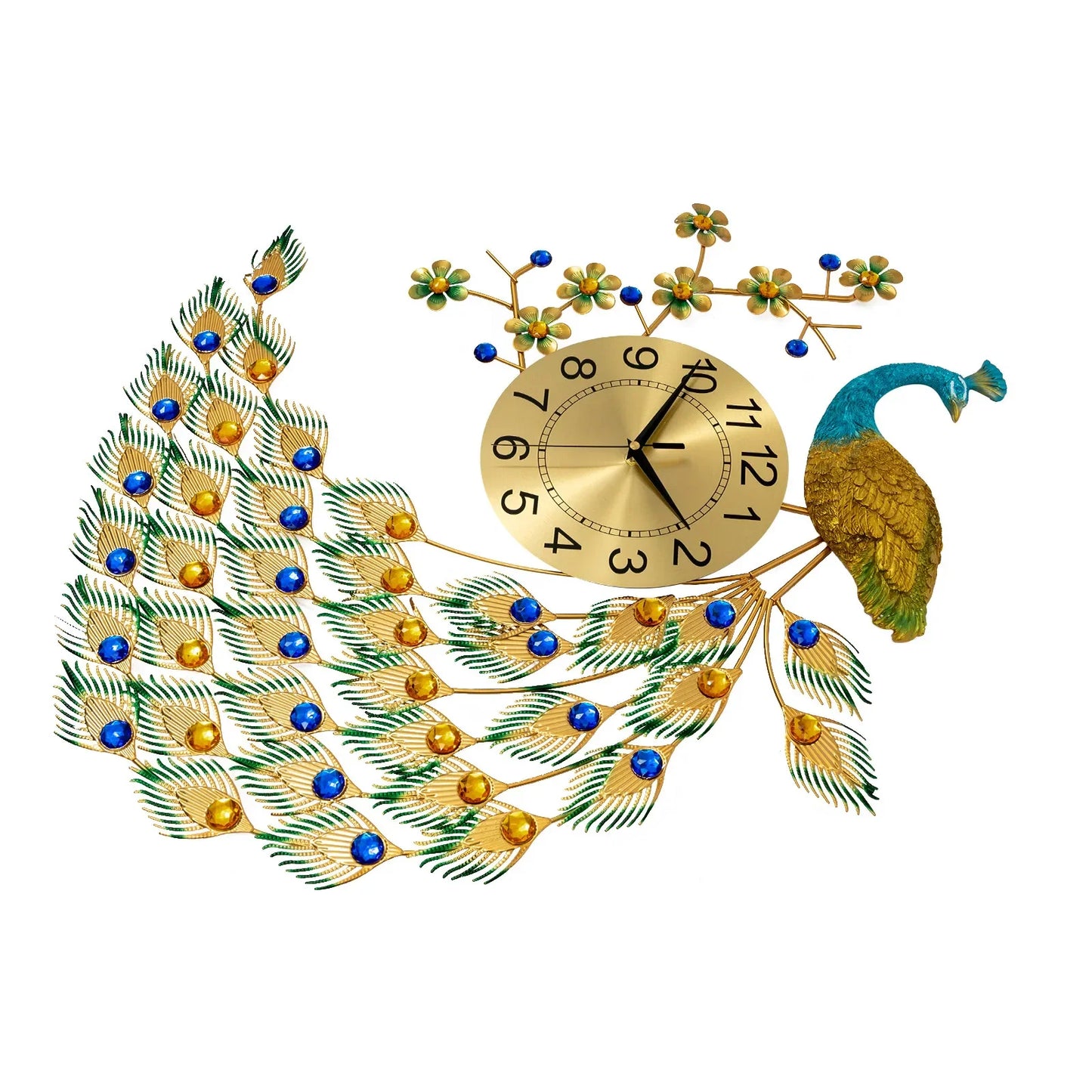 Peacock Metal Wall Clock Luxury Living Room Decor Gift