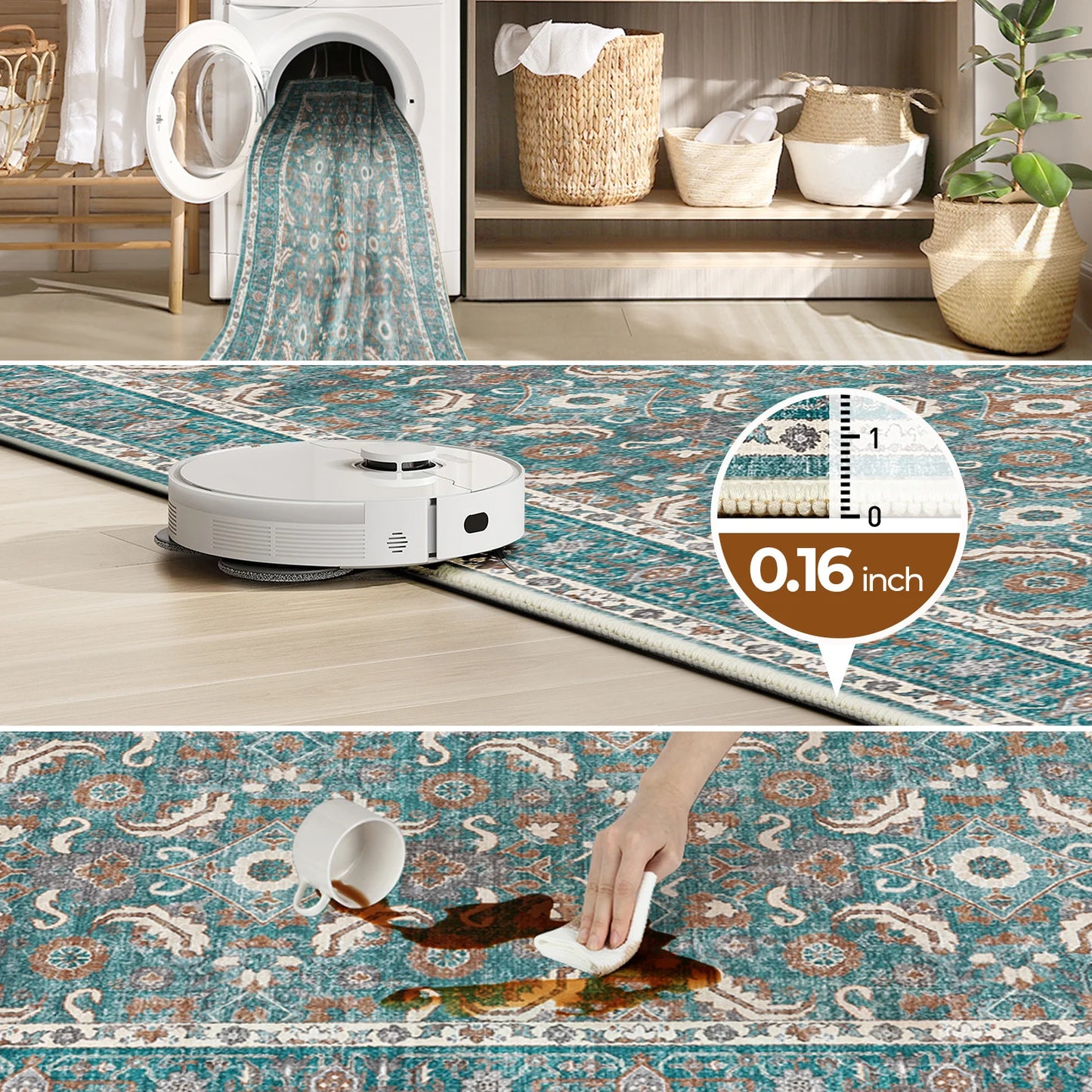 Noned Persian Floral Living Room Rug Hand Tufted Polyester