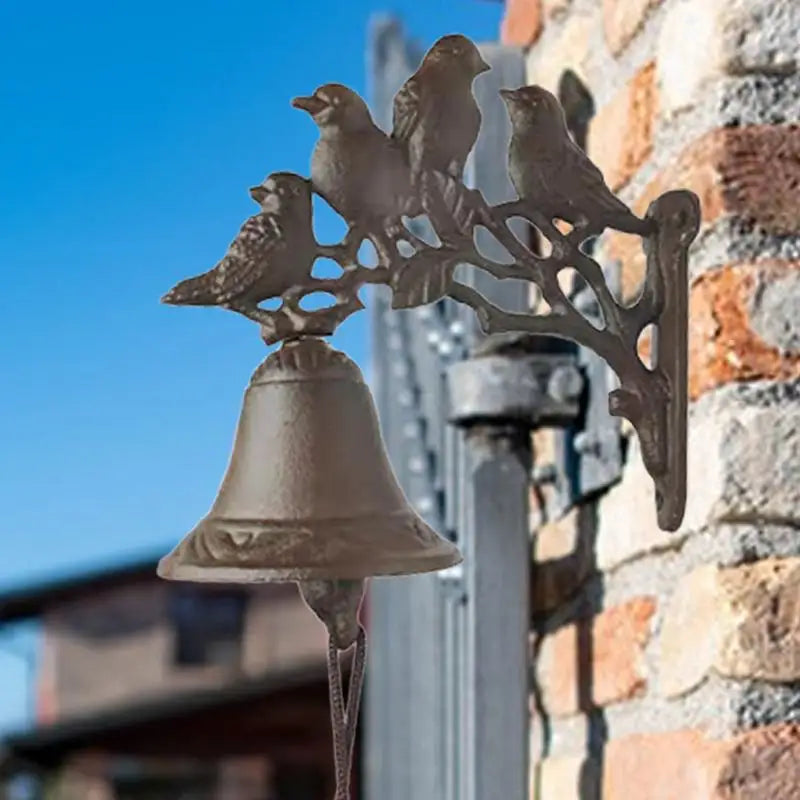 Weatherproof Cast Iron Door Bell Rustic Bird Design
