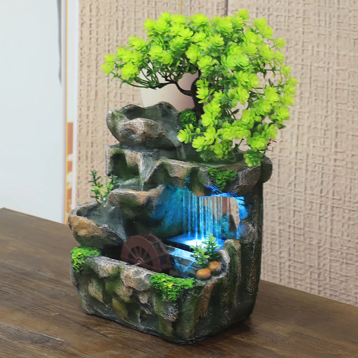 Indoor Tabletop Water Fountain With LED Lighting For Zen Ambiance