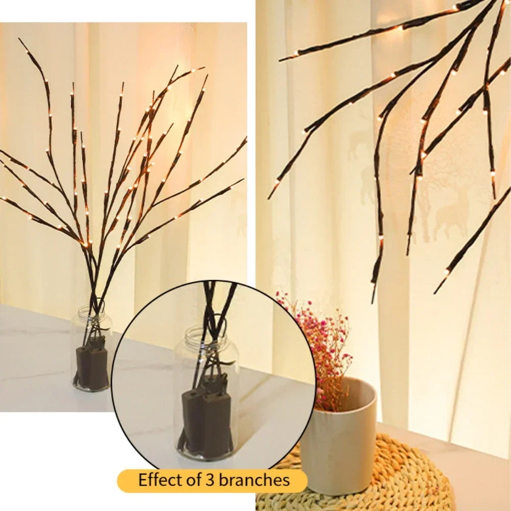 LED White Birch Branch Lights 20 LED Battery Operated Fairy Twig Lamp