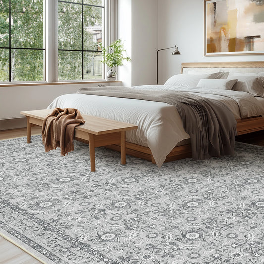 Noned Persian Floral Living Room Rug Hand Tufted Polyester