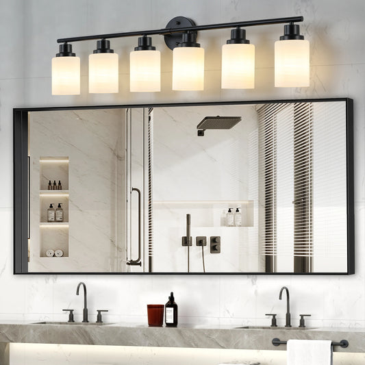 Vanity Light Fixture Four to Six Lights Frosted Glass Shades