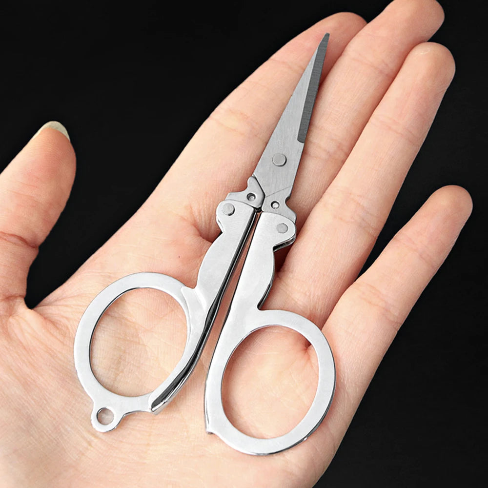 Stainless Steel Folding Scissors Pocket Travel Craft Cutter