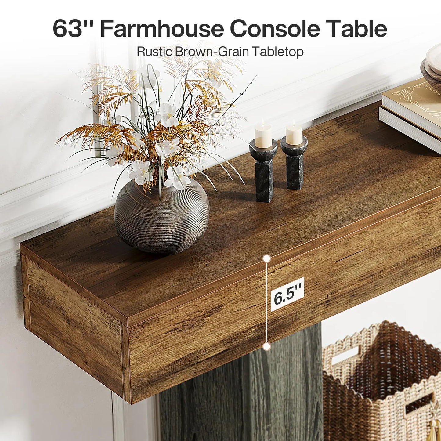 Tribesigns Farmhouse Console Table With U-Shaped Base