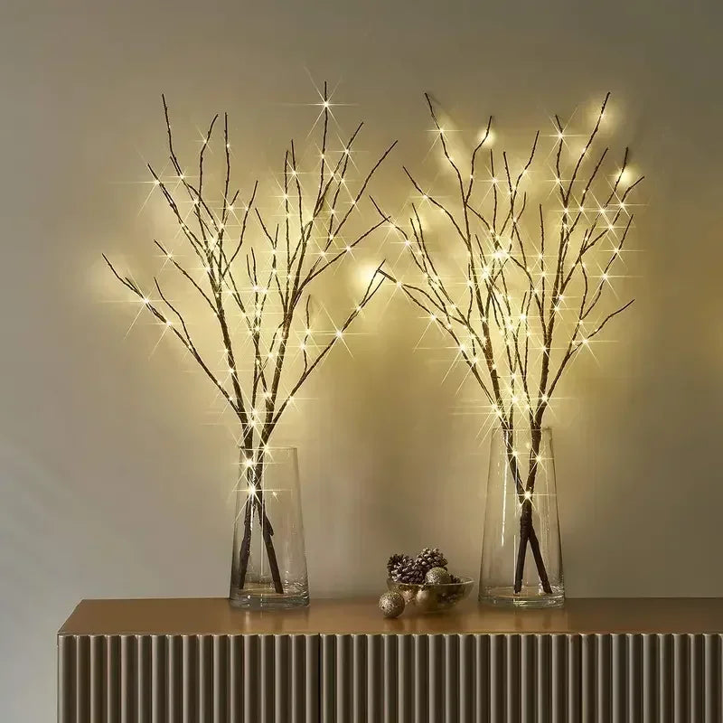 LED White Birch Branch Lights 20 LED Battery Operated Fairy Twig Lamp