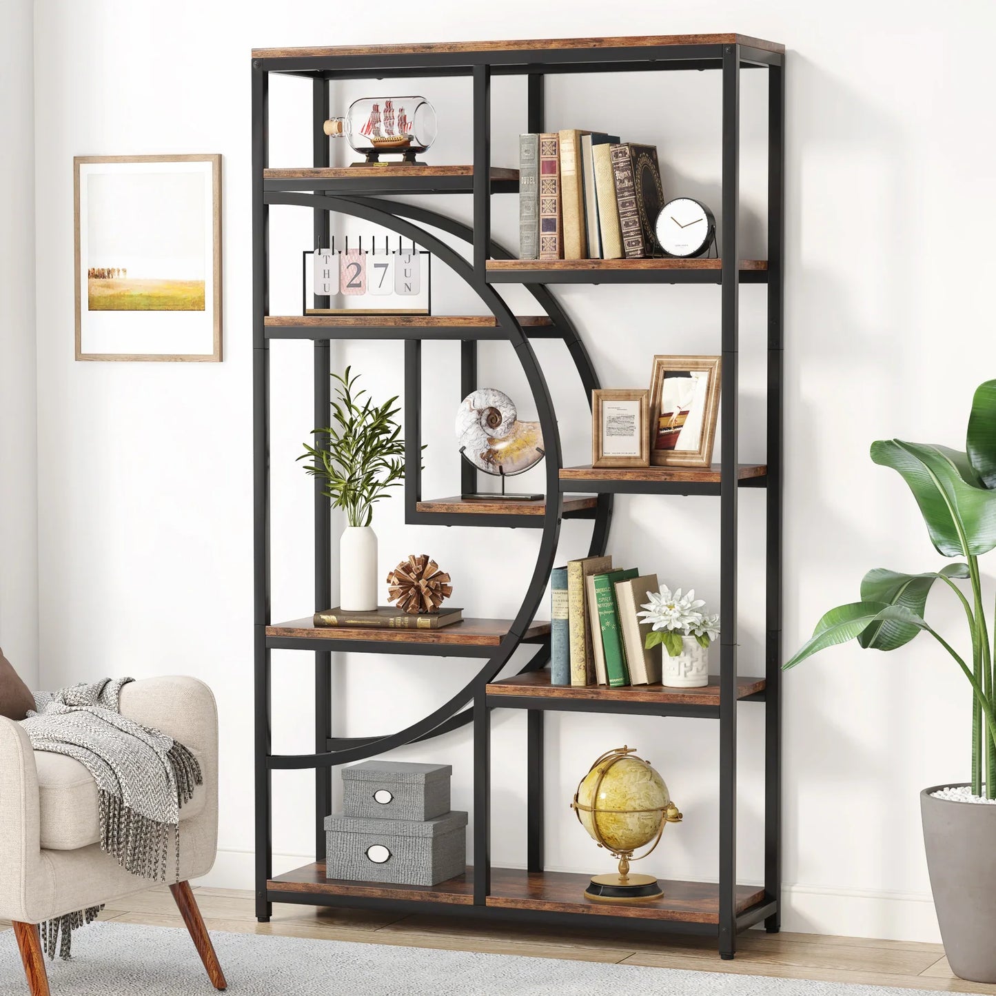 Tribesigns Industrial 5 Tier Etagere Bookcase Freestanding Shelf