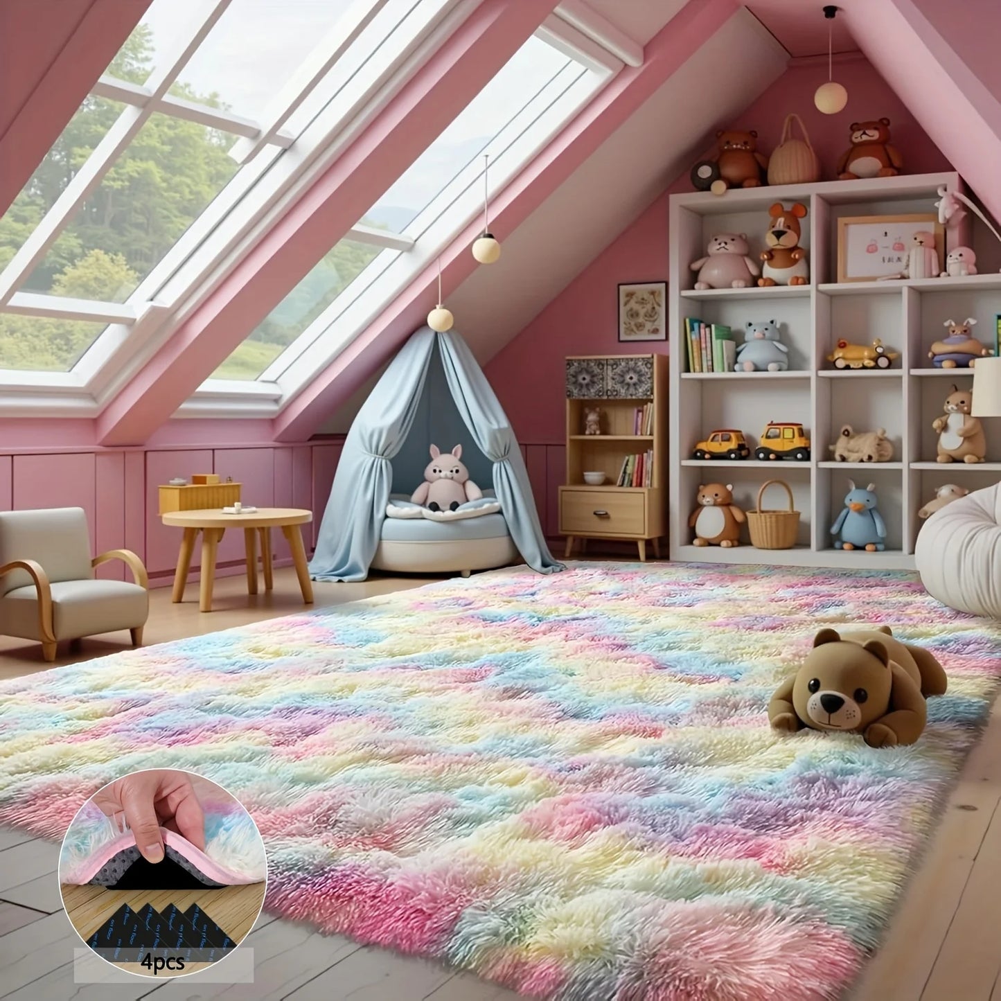 Aubusson Shaggy Non-Slip Rug for Living Room or Bedroom