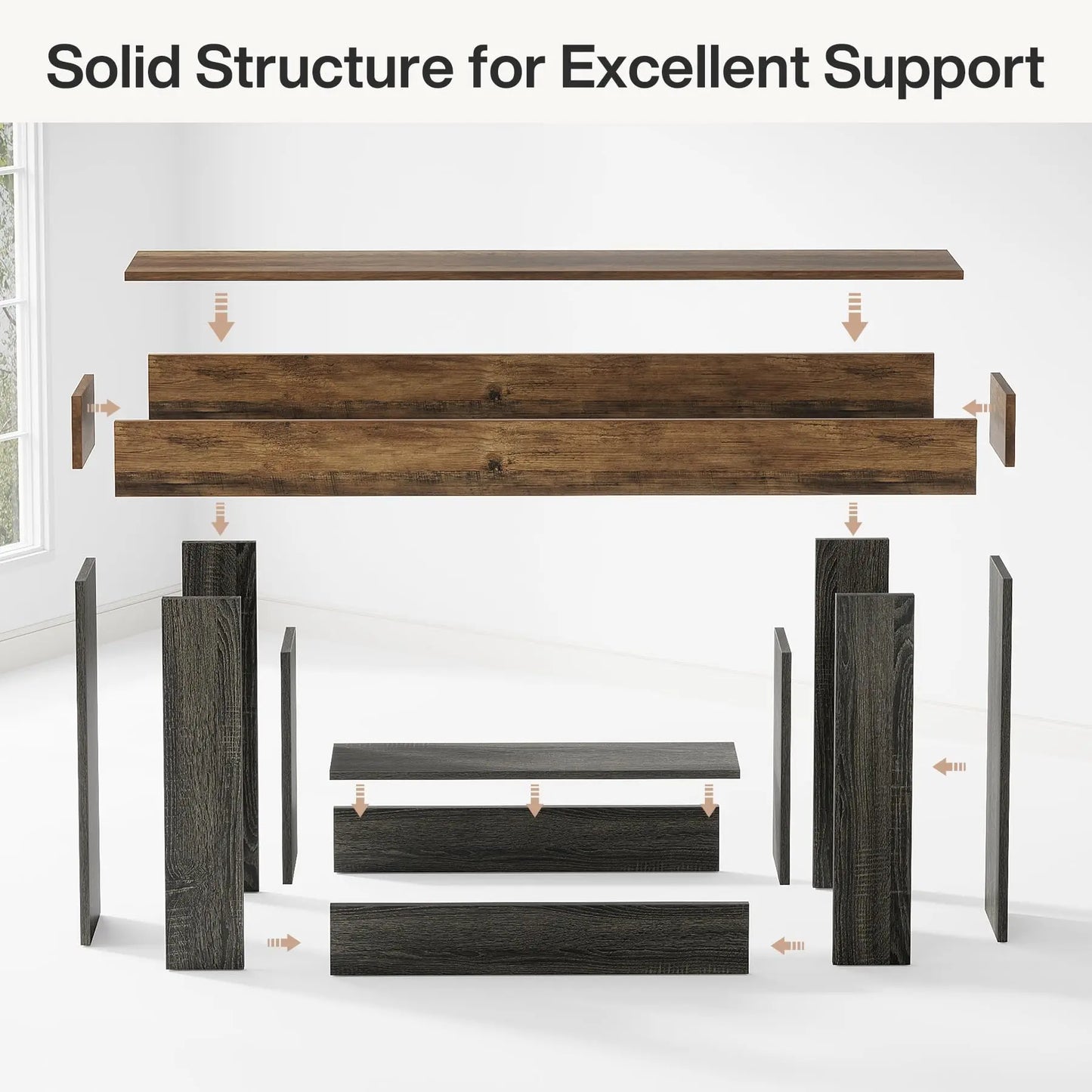 Tribesigns Farmhouse Console Table With U-Shaped Base