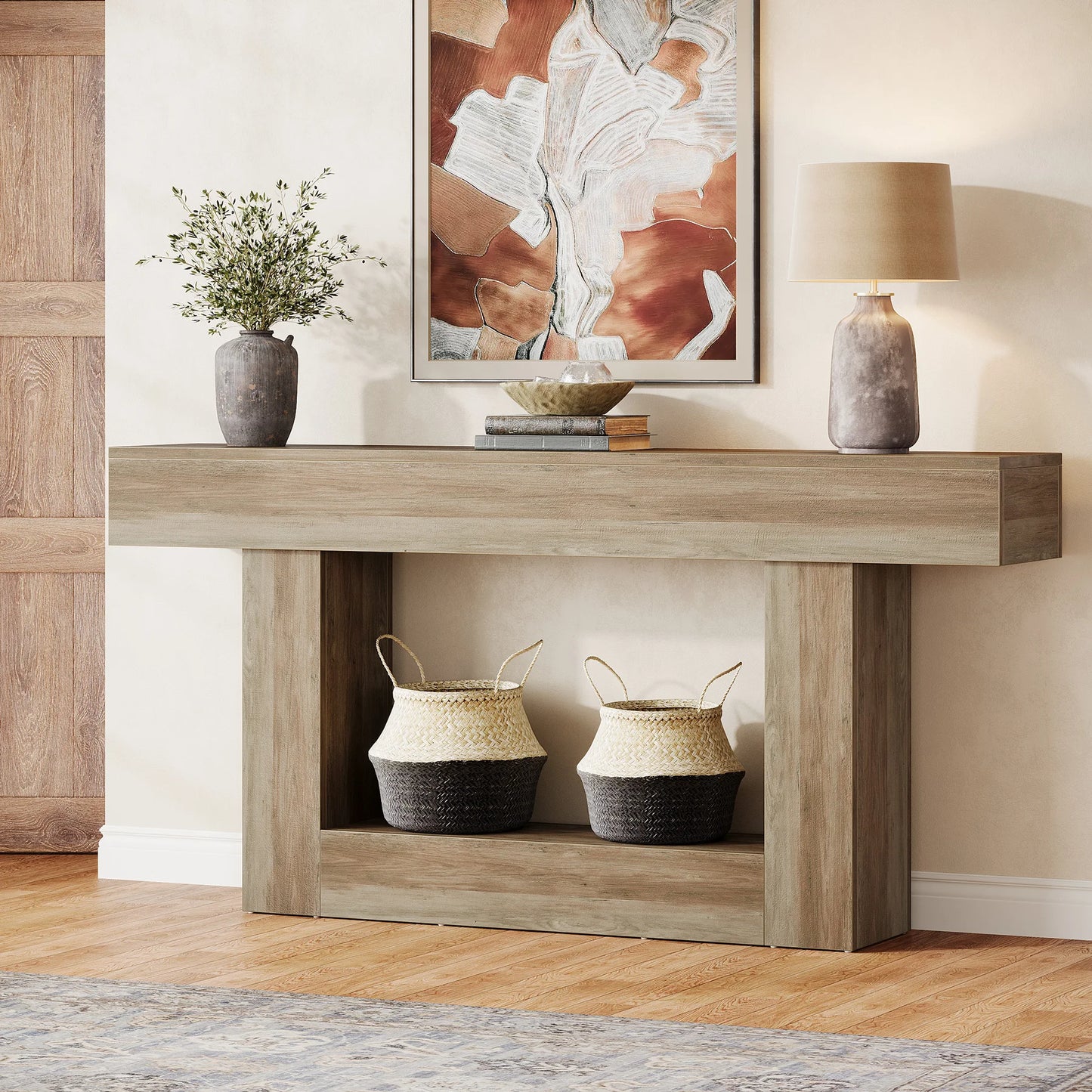 Tribesigns Farmhouse Console Table With U-Shaped Base