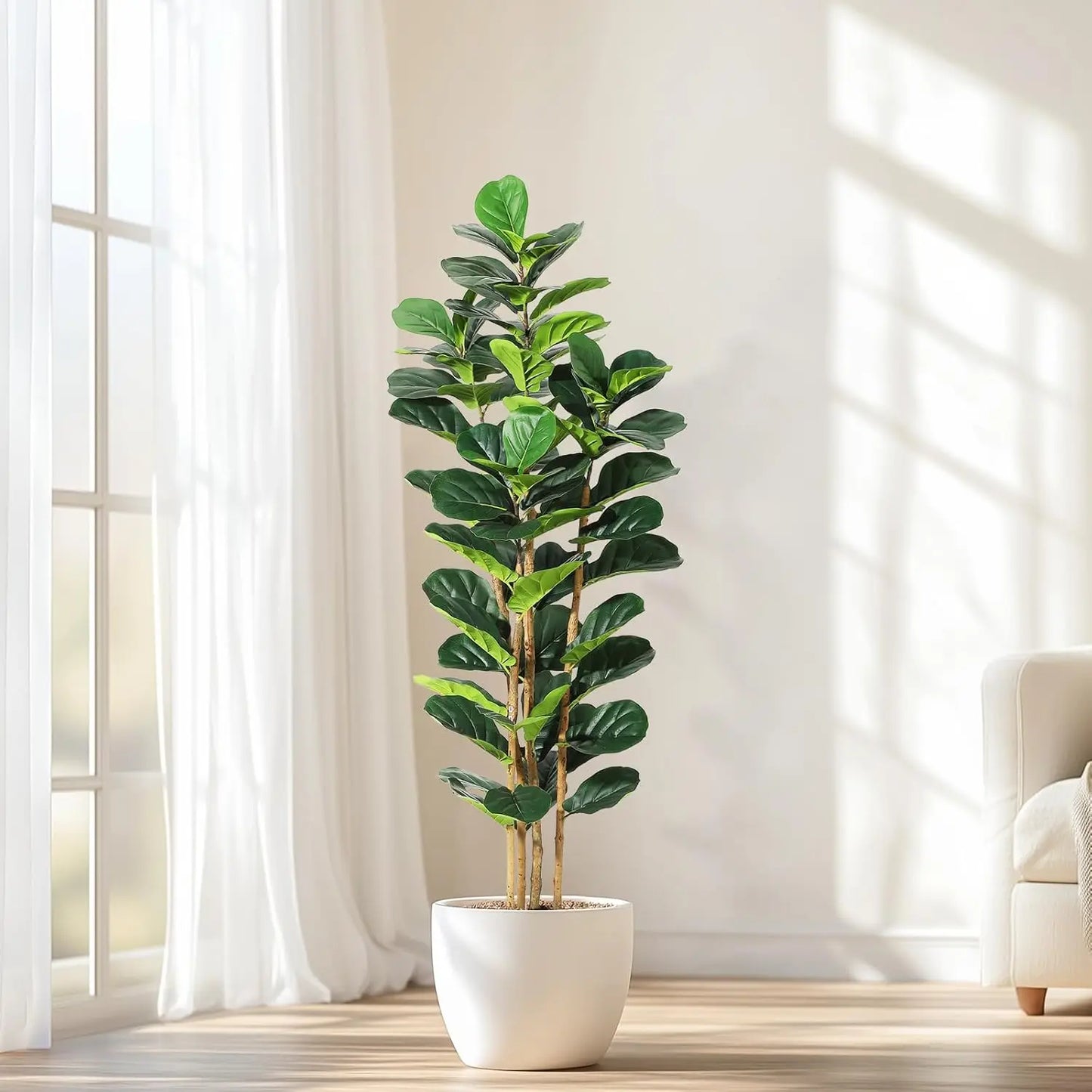 HiMISSCN Fiddle Leaf Fig Tree With Pot Realistic Faux Plant