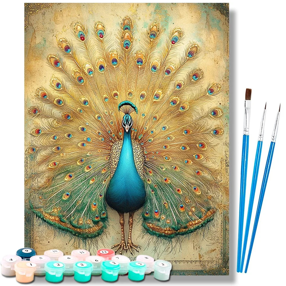 Peacock Paint By Numbers Kit On Canvas For Adults Home Decor