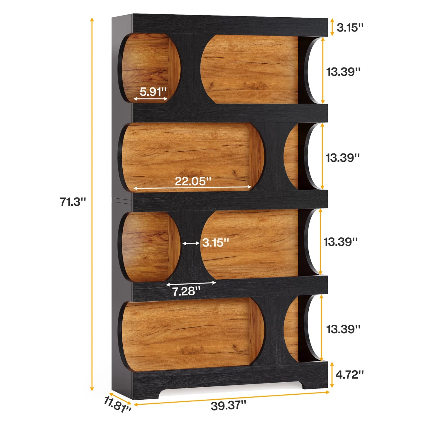 Tribesigns S-Shaped 4-Tier Bookcase Modern Wood Display