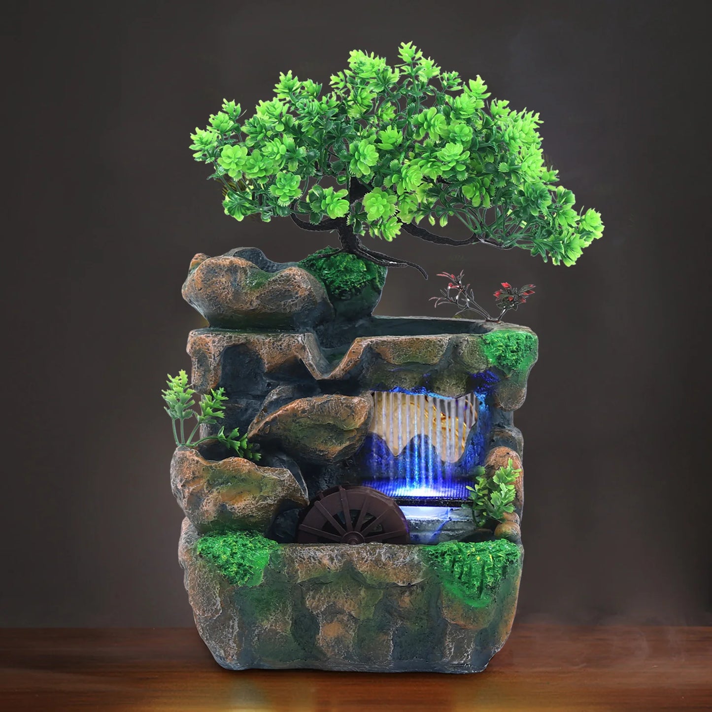 Indoor Tabletop Water Fountain With LED Lighting For Zen Ambiance