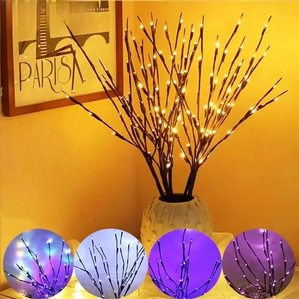 LED White Birch Branch Lights 20 LED Battery Operated Fairy Twig Lamp