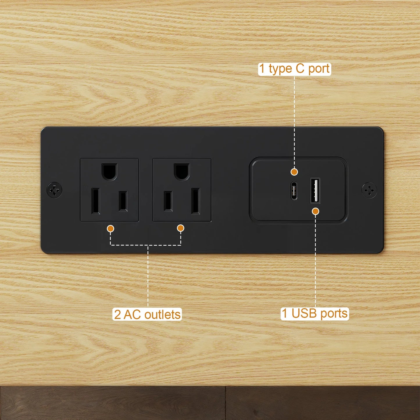 ONBRILL TV Console With Power Outlet And Adjustable Shelves