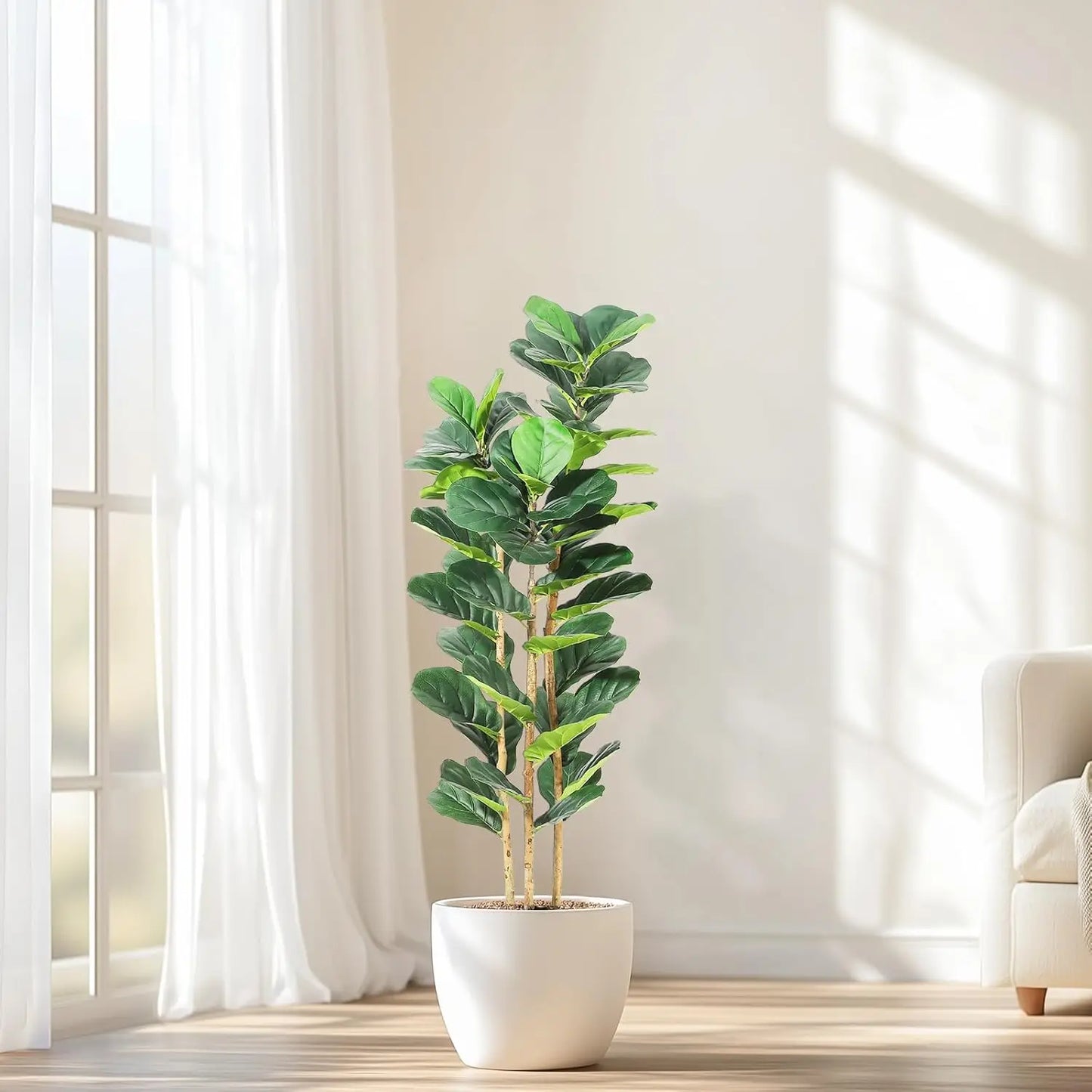 HiMISSCN Fiddle Leaf Fig Tree With Pot Realistic Faux Plant