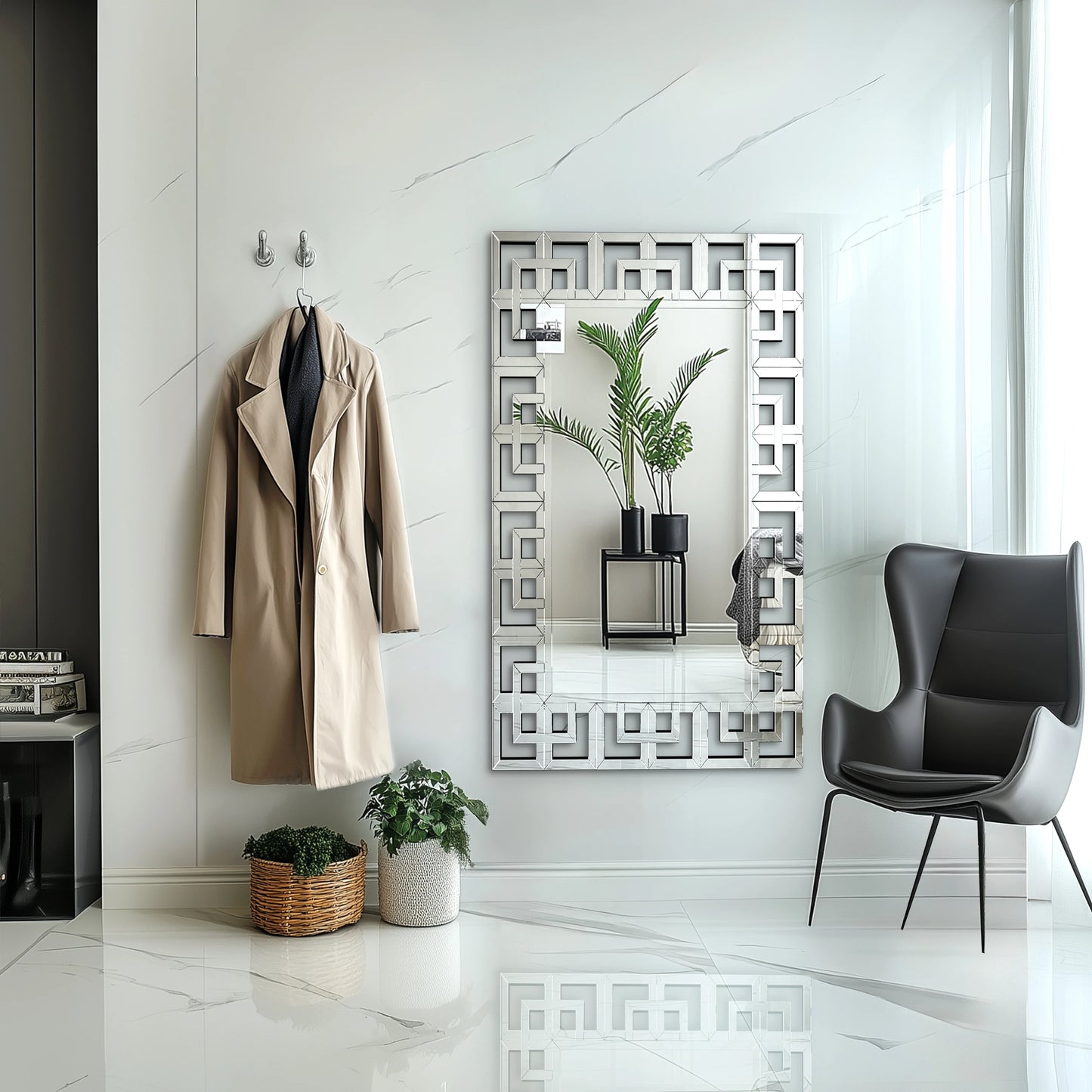 Rectangle Venetian Art Mirror With Beveled Glass Edge
