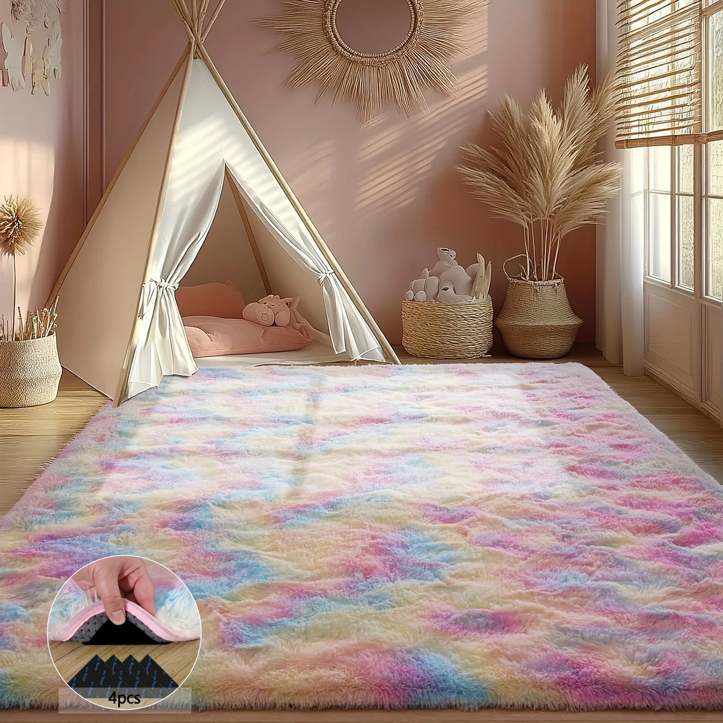 Aubusson Shaggy Non-Slip Rug for Living Room or Bedroom
