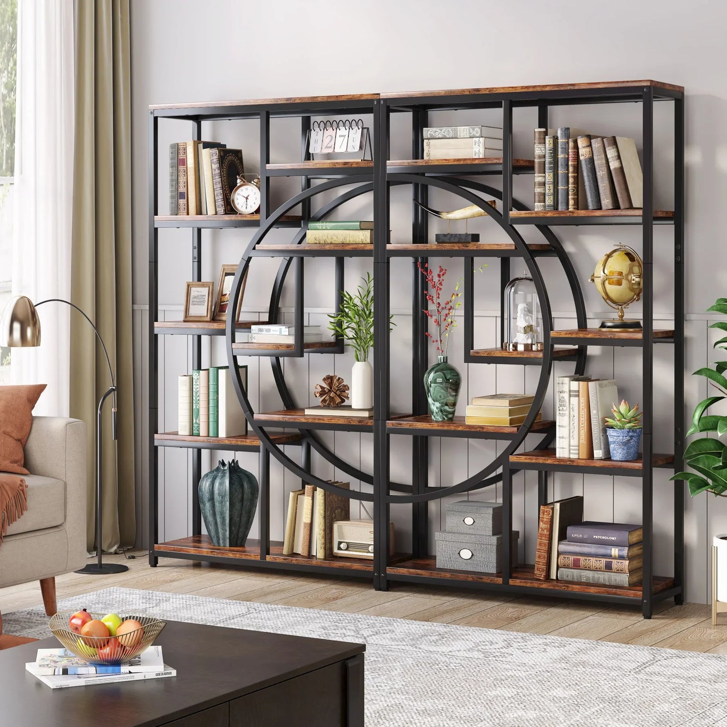 Tribesigns Industrial 5 Tier Etagere Bookcase Freestanding Shelf