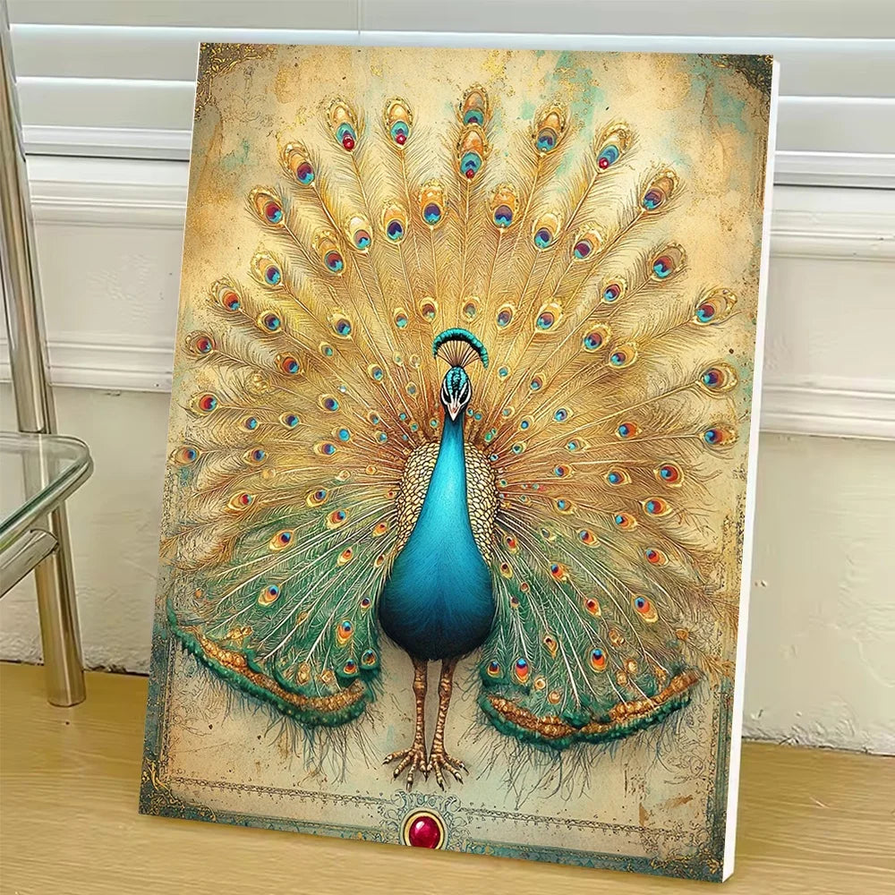 Peacock Paint By Numbers Kit On Canvas For Adults Home Decor
