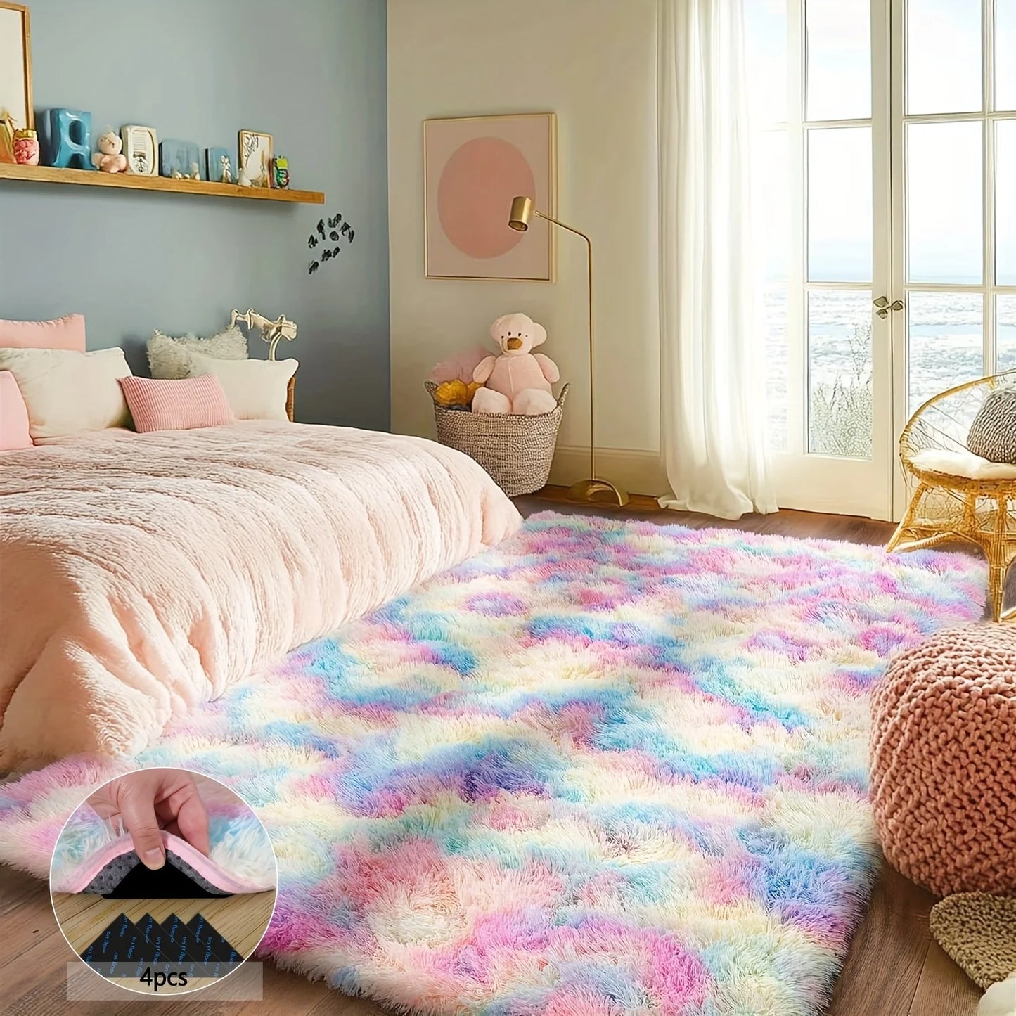 Aubusson Shaggy Non-Slip Rug for Living Room or Bedroom