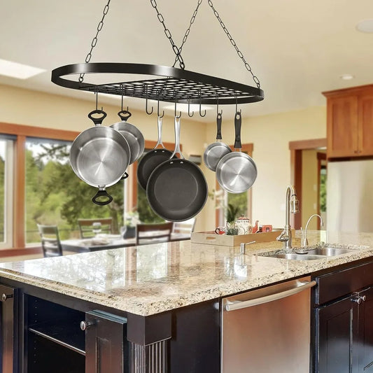Bymaocar Pot Pan Rack With Shelf And Wall Mounted Hooks
